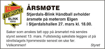 Årsmøte i Stjørdals-Blink Håndball